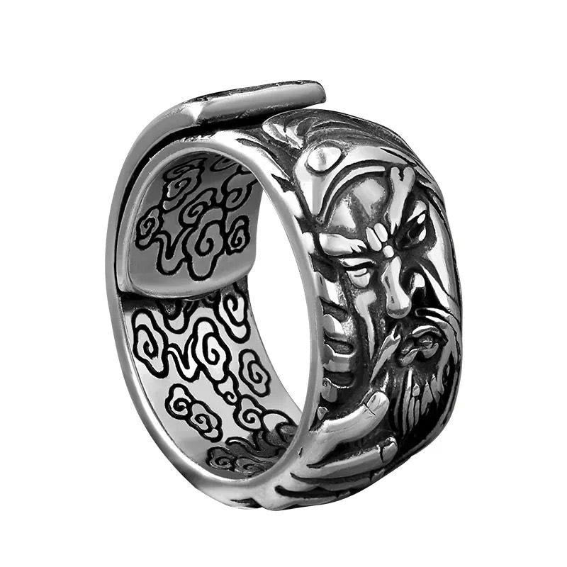 Fortune Jewel Guan Gong Auspicious Clouds Amulet Wealth Ring