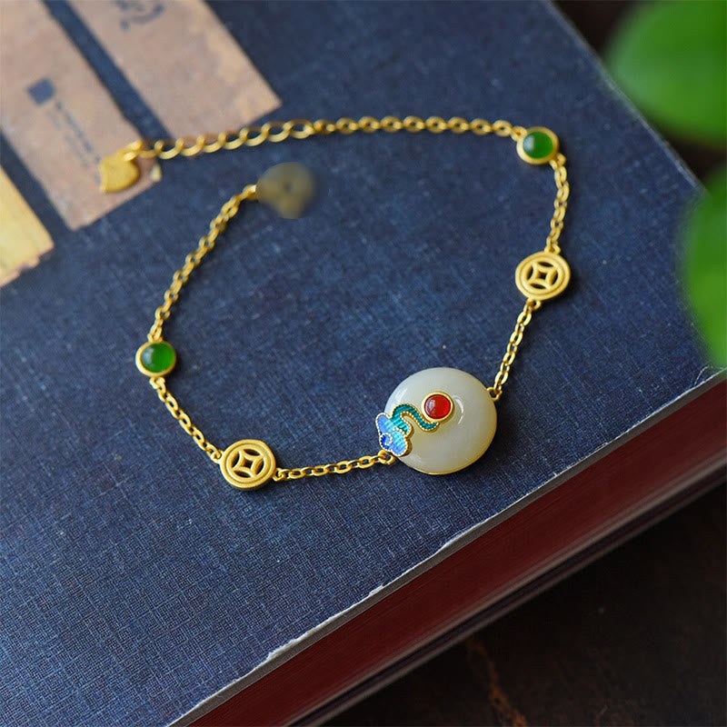 Fortune Jewel Jade Copper Coins Auspicious Clouds Prosperity Necklace Pendant Bracelet Ring Earrings
