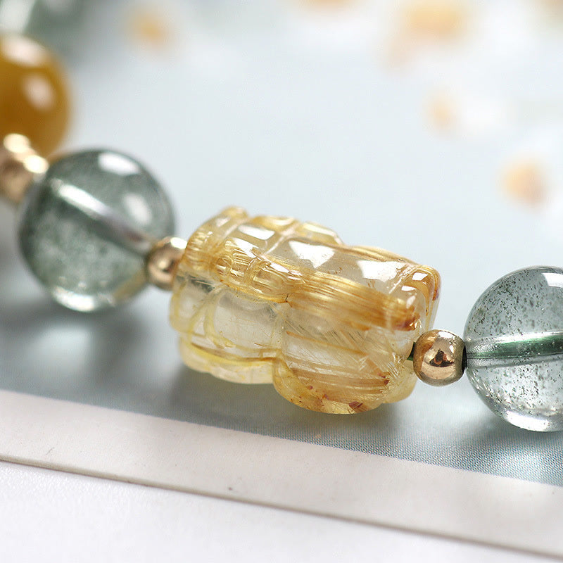 Fortune Jewel Green Phantom Citrine PiXiu Confidence Bracelet