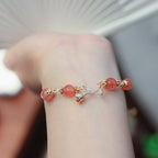 Fortune Jewel Natural Red Agate Rose Confidence Calm Chain Bracelet