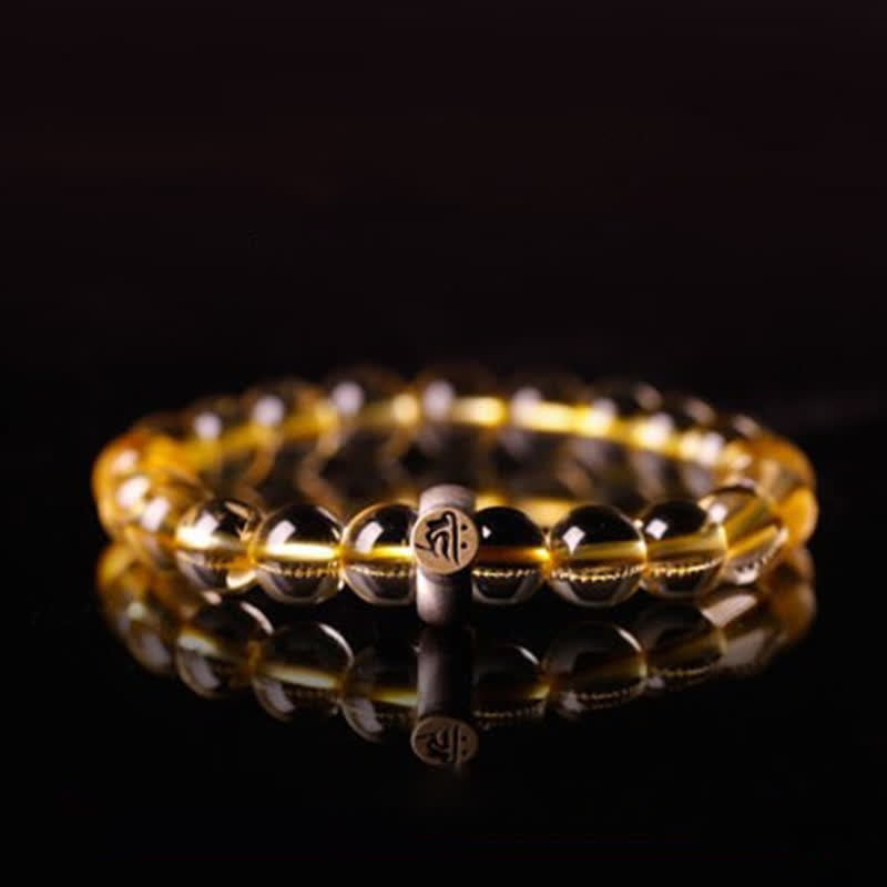 Fortune Jewel 925 Sterling Silver Chinese Zodiac Natal Buddha Citrine Protection Bracelet