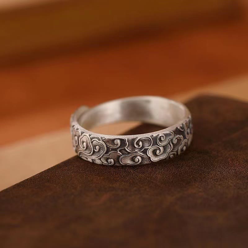 Fortune Jewel Vintage Auspicious Clouds Pattern Luck Ring