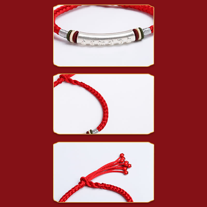 Fortune Jewel 999 Sterling Silver Om Mani Padme Hum Protection Strength String Bracelet