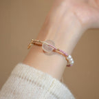 Fortune Jewel Chalcedony Round Peace Buckle Positive String Bracelet