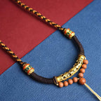 Fortune Jewel Tibetan Handmade King Kong Knot Om Mani Padme Hum Prayer Wheel String Necklace Pendant