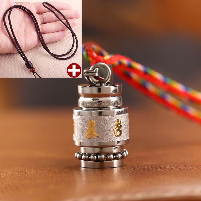 Fortune Jewel Tibet Om Mani Padme Hum Shurangama Mantra Titanium Steel Wisdom Amulet Necklace Pendant