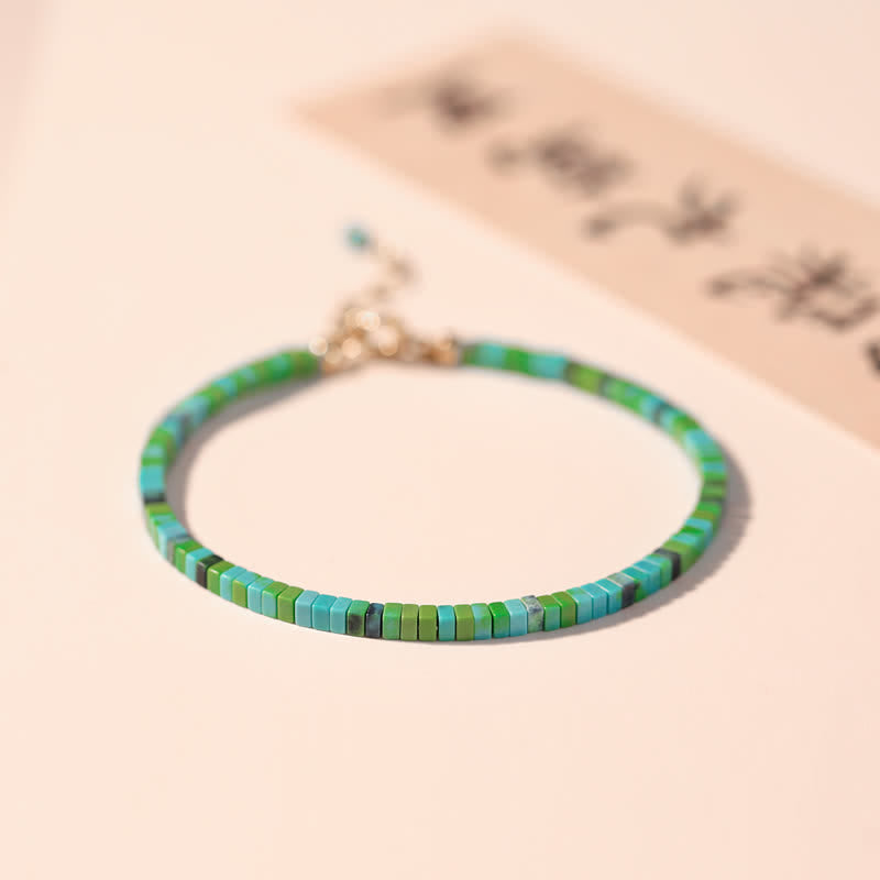 Fortune Jewel Turquoise Beaded Friendship Strength Chain Bracelet
