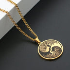 Fortune Jewel The Tree of Life Titanium Steel Connection Necklace Pendant