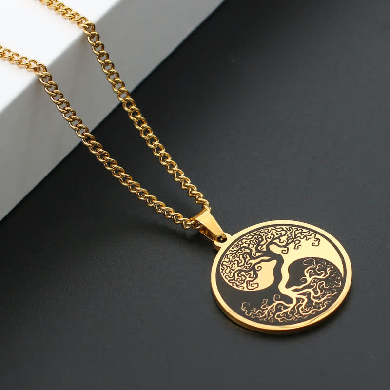 Fortune Jewel The Tree of Life Titanium Steel Connection Necklace Pendant