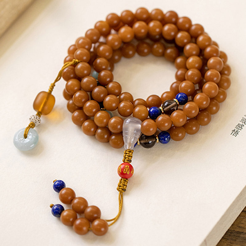 Fortune Jewel 108 Beads Bodhi Seed Blessing Meditation Bracelet Mala
