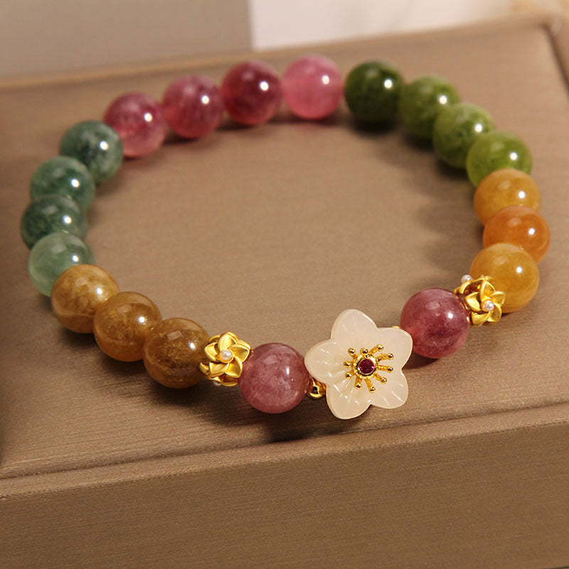 Fortune Jewel Colorful Tourmaline Jade Flowers Love Bracelet