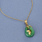 Fortune Jewel Jade Oval Pattern Blessing Fortune Necklace Pendant