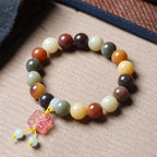 Fortune Jewel Natural Multicolored Gradient Bodhi Seed Liuli Glass Charm Peace Bracelet