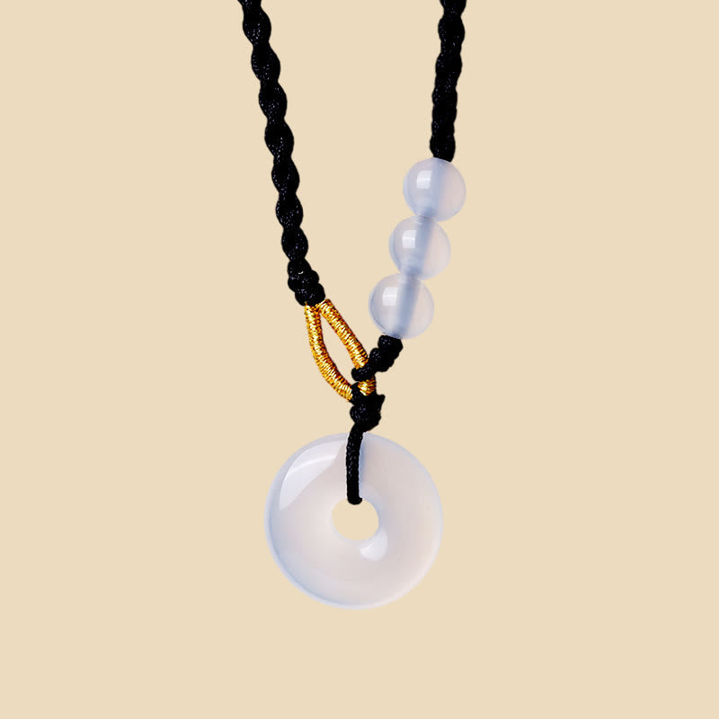 Fortune Jewel Strawberry Quartz Chalcedony Peace Buckle Healing Necklace Pendant