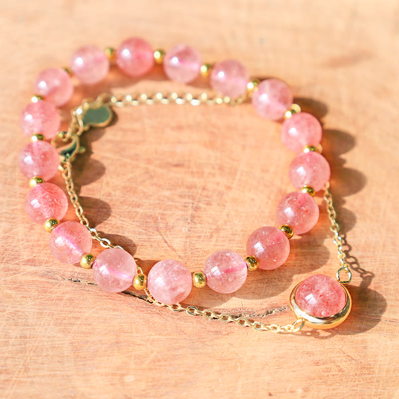 Fortune Jewel Sun Stone Strawberry Quartz Crystal Positive Bracelet
