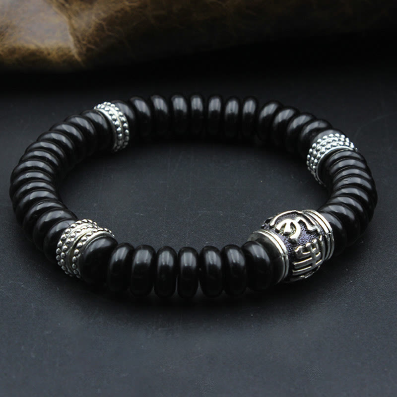 Fortune Jewel Natural Tibetan Coconut Shell Om Mani Padme Hum Positive Bracelet