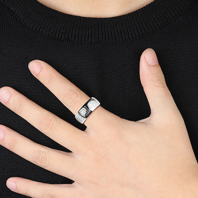 Fortune Jewel FengShui Buddhism Ancient Heart Sutra Lucky Ring