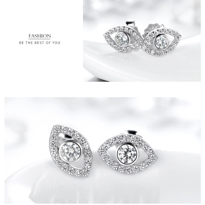 Fortune Jewel 925 Sterling Silver Evil Eye Symbol Protection Stud Earrings