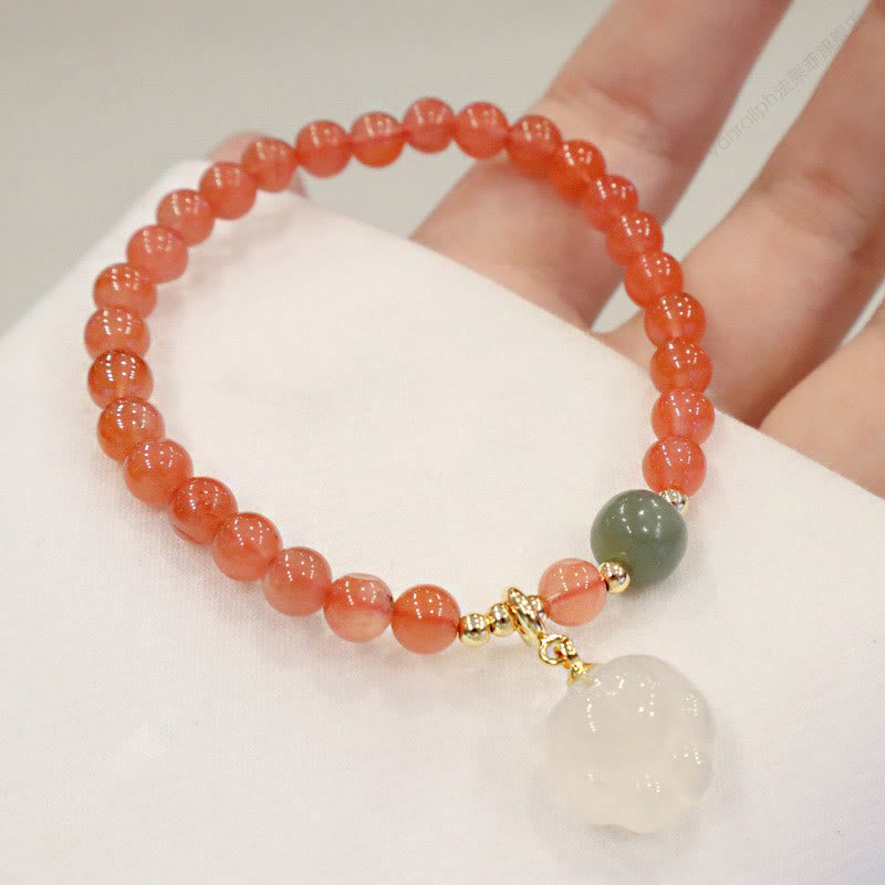Fortune Jewel Red Agate Chalcedony Cat Paw Jade Confidence Bracelet