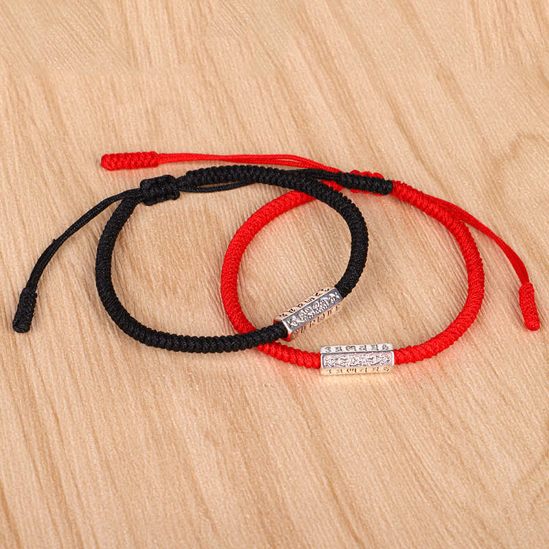 Fortune Jewel Om Mani Padme Hum Luck Protection Red String Bracelet