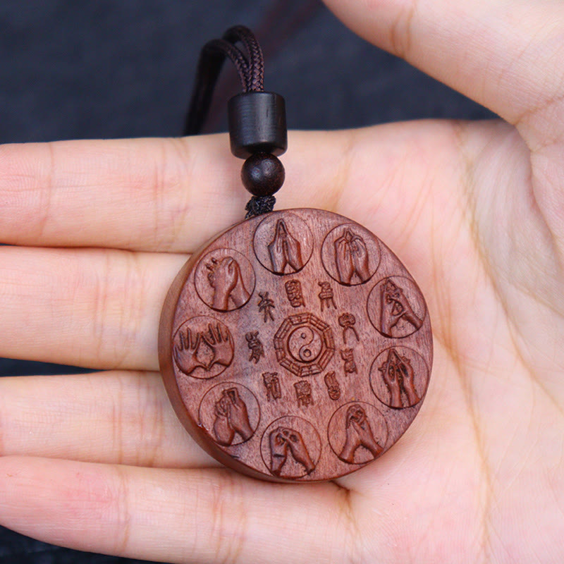 Fortune Jewel Lightning Struck Jujube Wood Yin Yang Bagua Mountain Ghosts Spend Money Protection Necklace Pendant Fortune Jewel