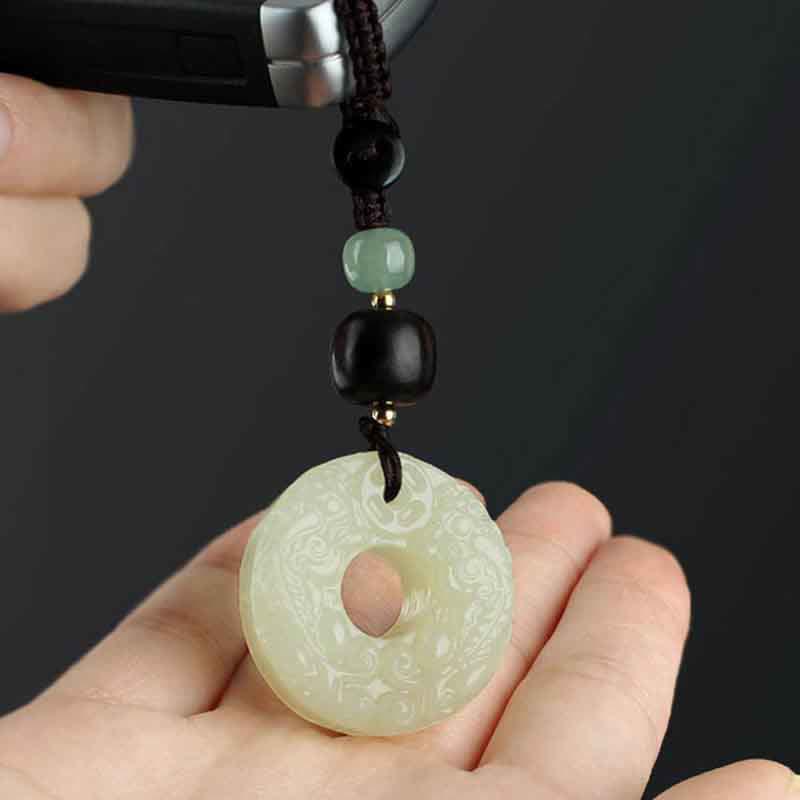 Fortune Jewel PiXiu Jade Peace Buckle Abundance Wealth Key Chain