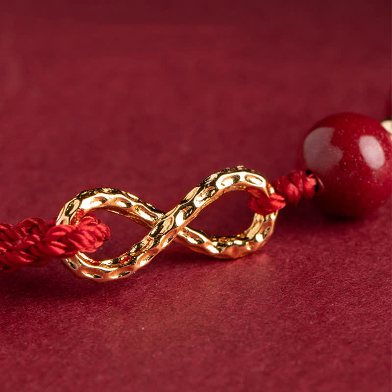 Fortune Jewel Cinnabar Blessing Red String Golden Infinity Symbol Bracelet Anklet