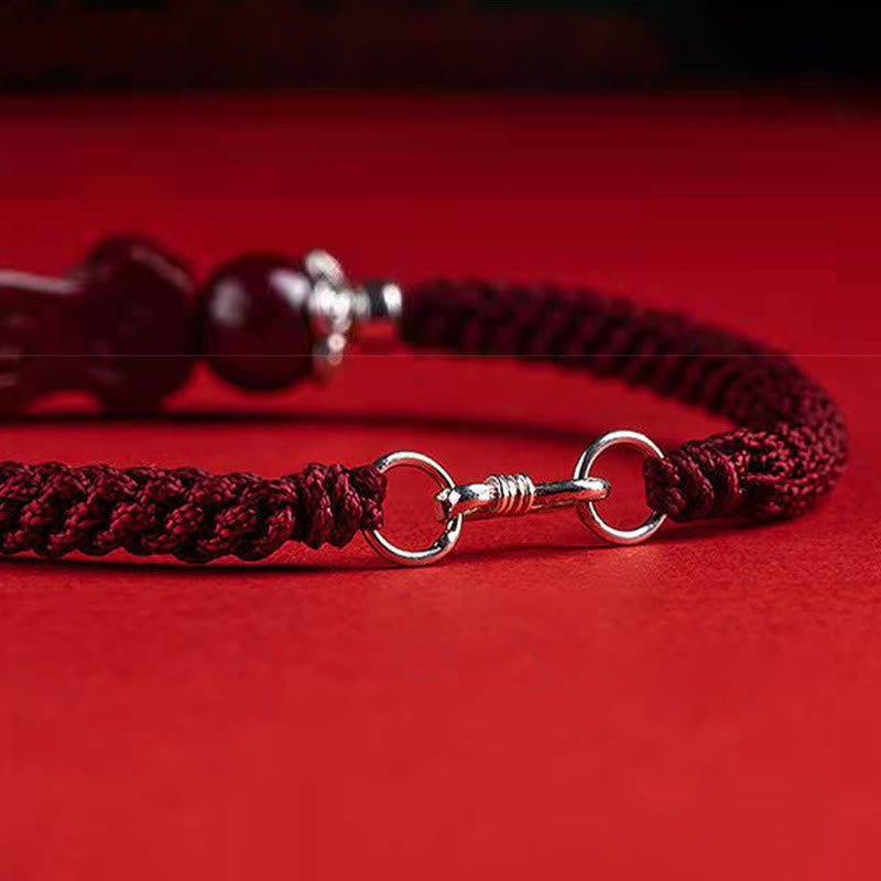 Fortune Jewel Handcrafted PiXiu Cinnabar Wealth Luck Braided Bracelet
