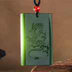 Fortune Jewel Hetian Cyan Jade Dragon Engraved Success Necklace Pendant Fortune Jewel