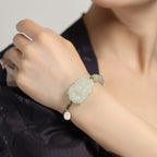 Fortune Jewel 925 Sterling Silver Chinese Zodiac Hetian Jade Happiness Luck String Bracelet