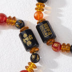 Fortune Jewel Five Elements Black Onyx Red Agate Wisdom Wealth Bracelet