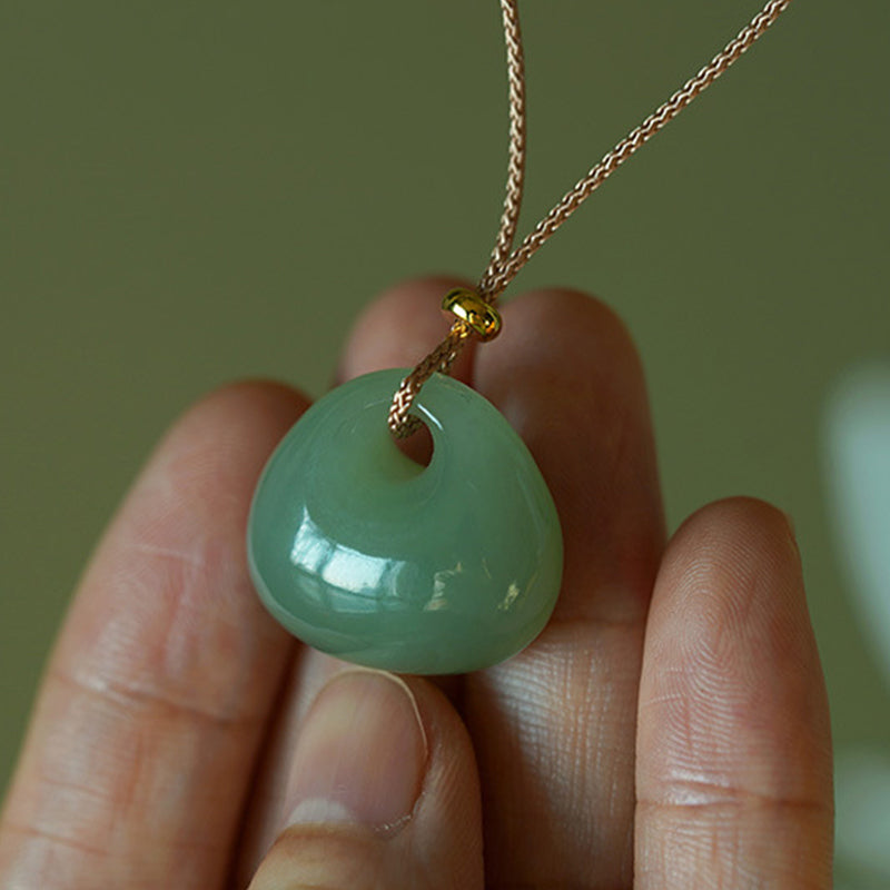 Fortune Jewel Natural Jade Luck Prosperity Necklace Pendant (Random Color)