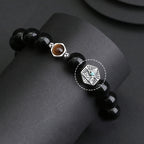 Fortune Jewel 925 Sterling Silver Black Obsidian Tiger Eye Eye of Providence Purification Bracelet
