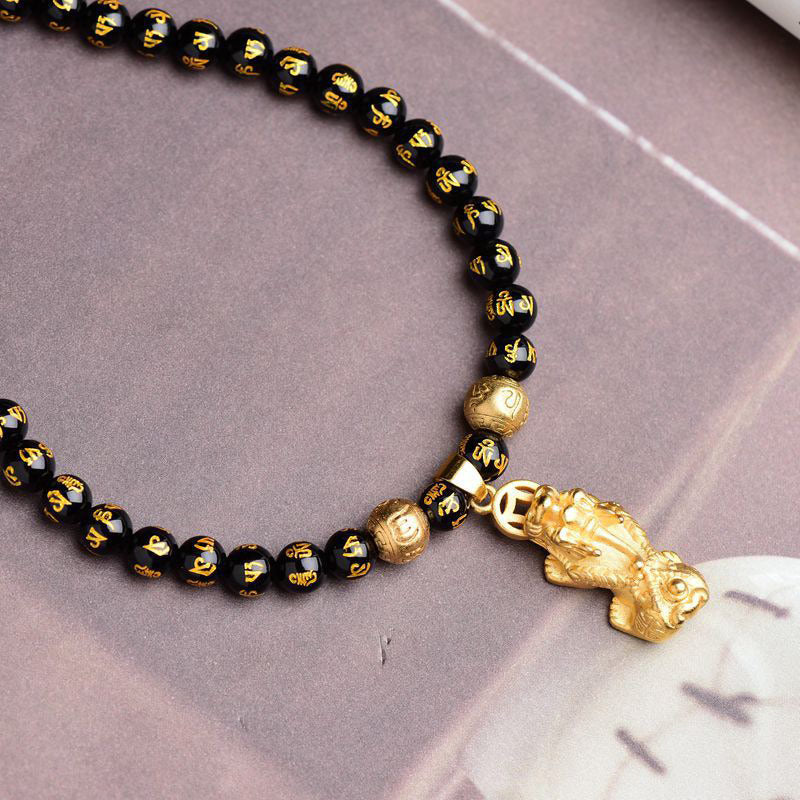 Fortune Jewel FengShui Obsidian PiXiu Wealth Necklace