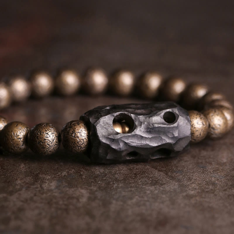 Fortune Jewel Tibet Ebony Wood Copper Peace Balance Beaded Bracelet