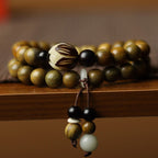 Fortune Jewel Green Sandalwood Bodhi Seed Lotus Soothing Double Wrap Bracelet