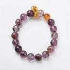 Buddha Stones Purple Phantom Copper Gold-plated Dragon Wisdom Bracelet