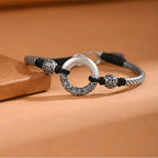 Fortune Jewel 999 Sterling Silver Fu Character Peace Buckle Copper Coin Auspicious Clouds Fortune Bracelet