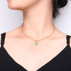 Fortune Jewel Oval Turquoise Strength Titanium Steel Necklace Pendant