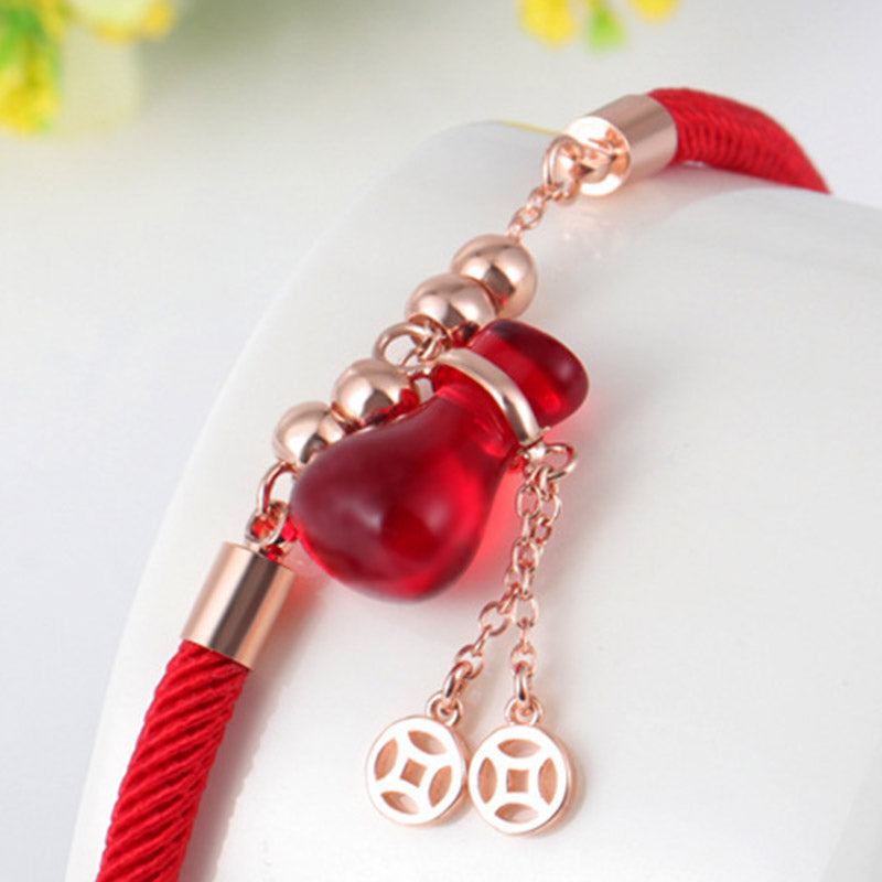 Fortune Jewel Wealth Attractor Red Agate Red Rope Bracelet