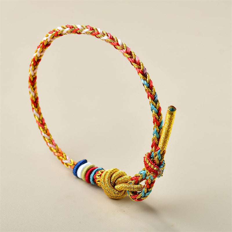 Fortune Jewel Handcrafted Colorful Gold Healing Braid Rope Bracelet