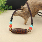Fortune Jewel Tibetan Nine-Eye Dzi Bead Three-eyed Dzi Bead Protection String Necklaces Pendant