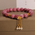 Fortune Jewel Pink Tourmaline Lotus Flower Positive Bracelet