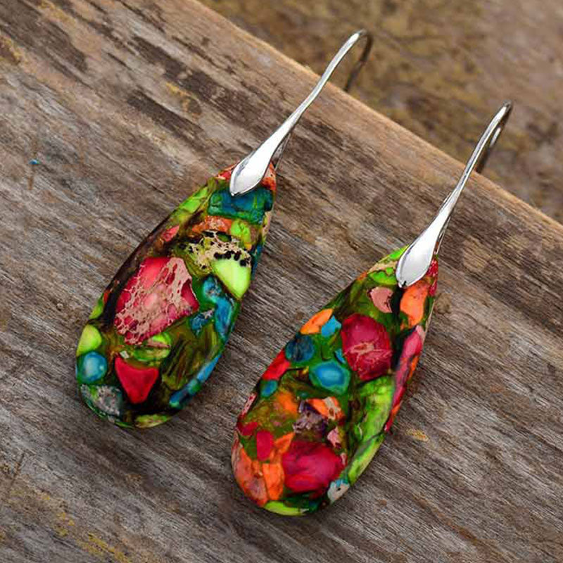 Fortune Jewel Emperor Stone Crystal Happiness Earrings