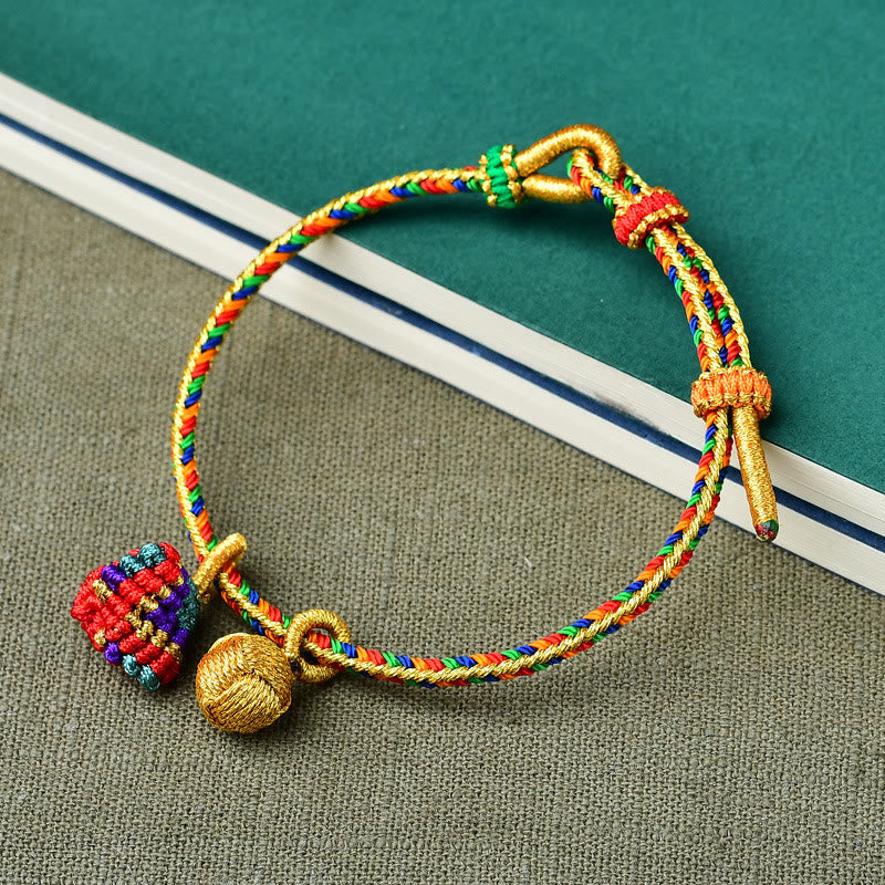 Fortune Jewel Colorful Rope Luck Handmade Zongzi Golden Ball Charm Bracelet