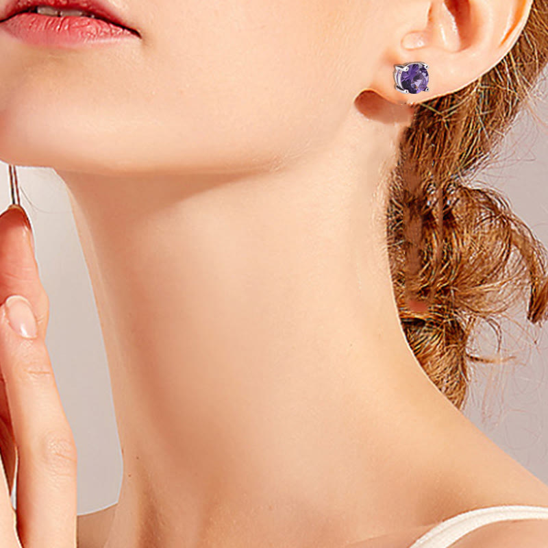 Fortune Jewel Natural Various Gemstone Amethyst Love Earrings
