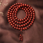 Fortune Jewel Tibetan Small Leaf Red Sandalwood 108 Beads Mala Meditation Bracelet