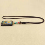 Fortune Jewel Tibet God of Wealth Thangka Ebony Peace Necklace Pendant