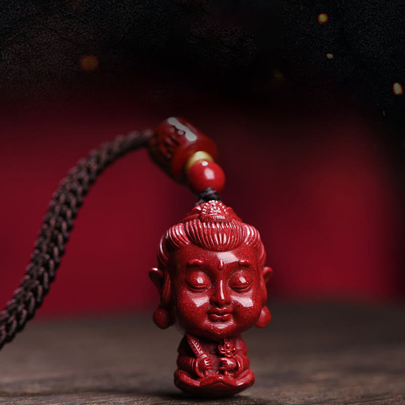 Fortune Jewel Chinese Zodiac Natal Buddha Natural Cinnabar Amulet Keep Away Evil Spirits Necklace Pendant
