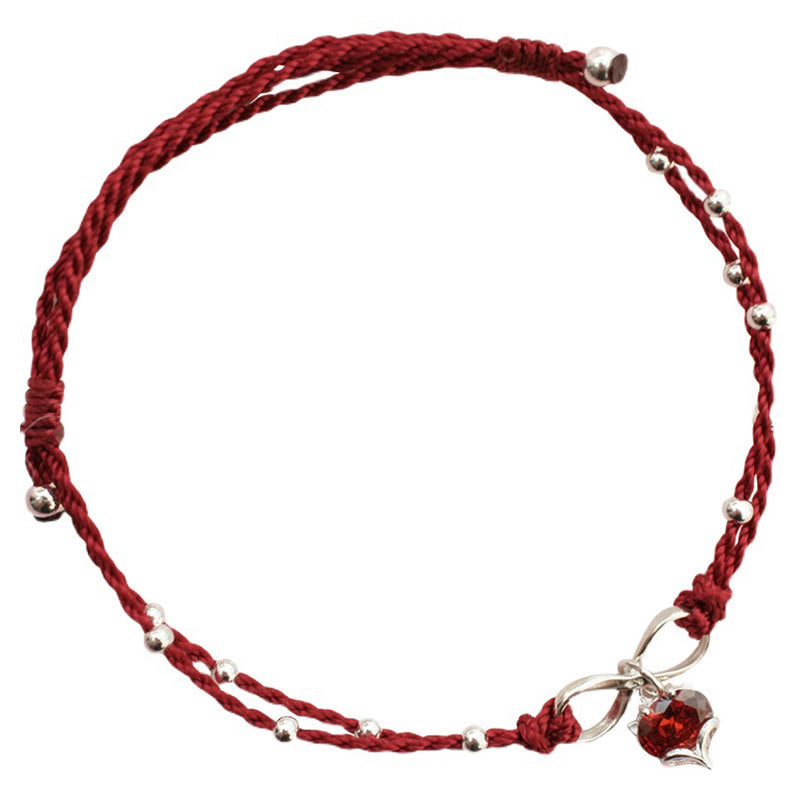Fortune Jewel Love Heart Infinity Symbol Braided String Anklet